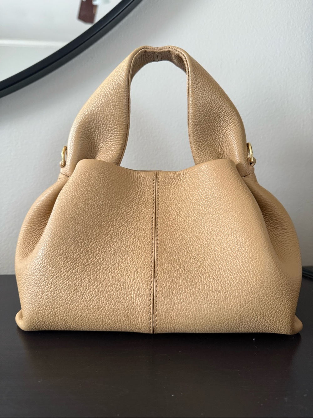 Polene Pebbled Leather Hobo in Camel/Tan